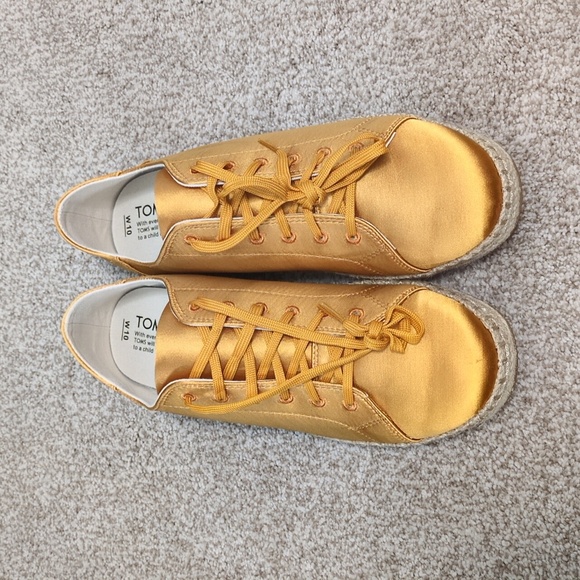 TOMS Lena Sunflower Satin Espadrille Sneakers Size 10 - Picture 2 of 8